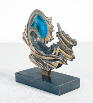 scultura firmata studio del campo metallo smalto epoca 1984 torino italia