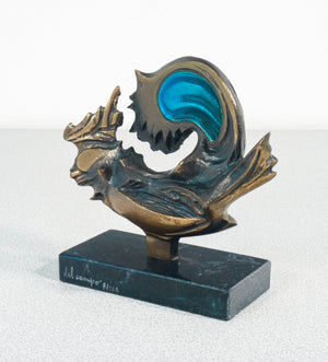scultura firmata studio del campo metallo smalto epoca 1984 torino italia