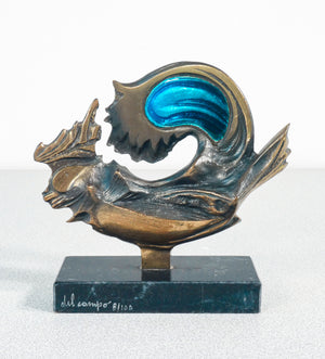 scultura firmata studio del campo metallo smalto epoca 1984 torino italia