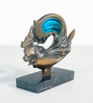 scultura firmata studio del campo metallo smalto epoca 1984 torino italia