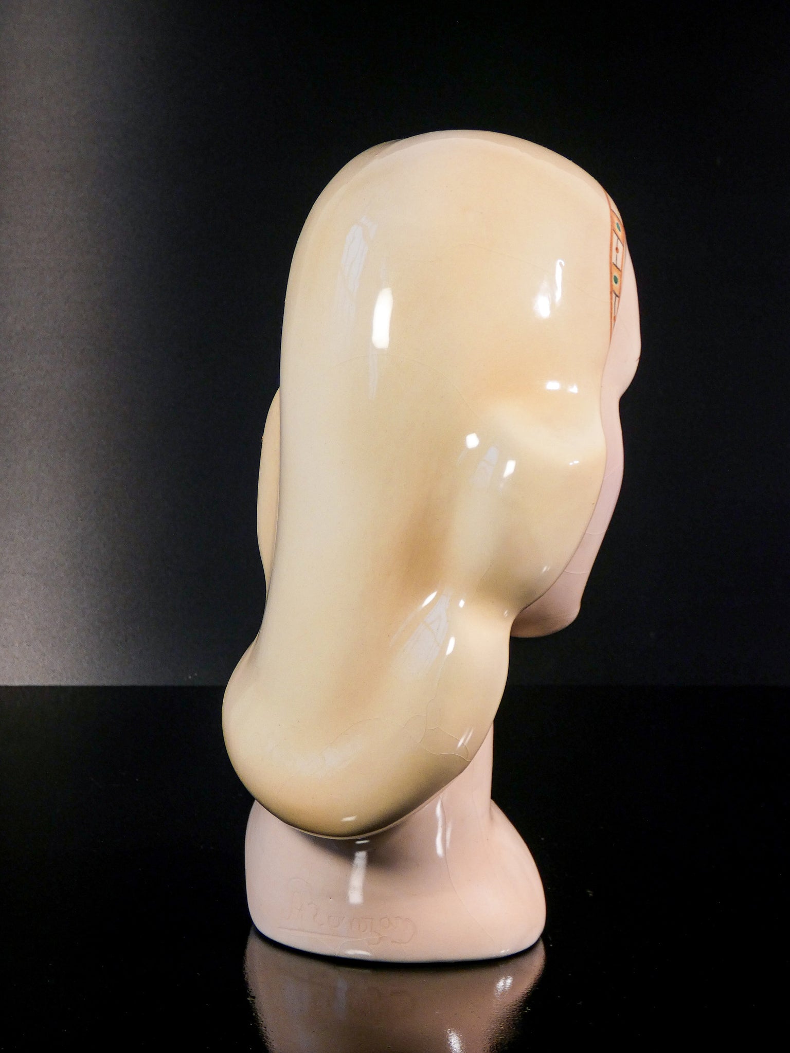 scultura porcellana antonio ronzan firmata 1940s ceramica dipinta dama busto