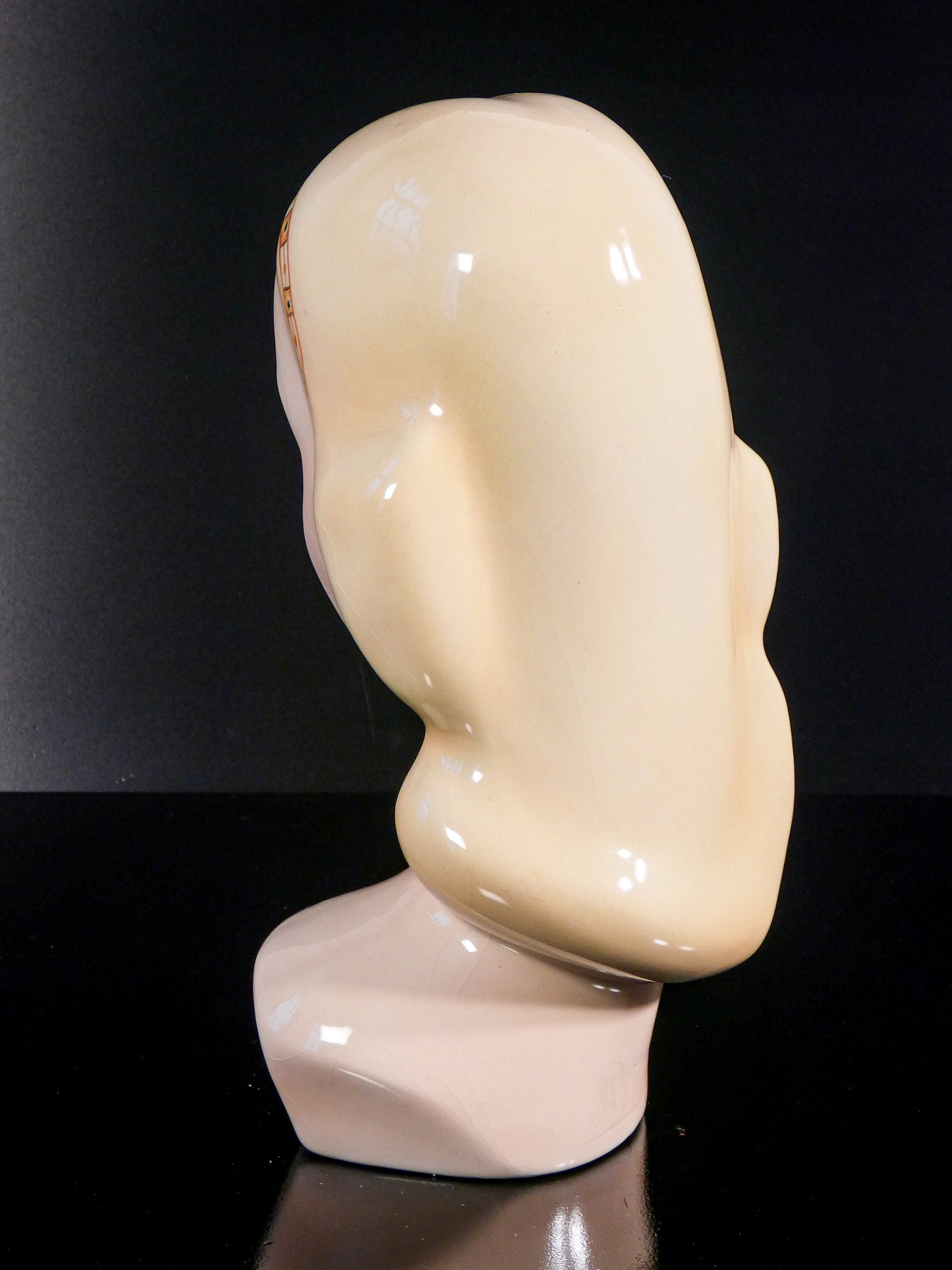 scultura porcellana antonio ronzan firmata 1940s ceramica dipinta dama busto