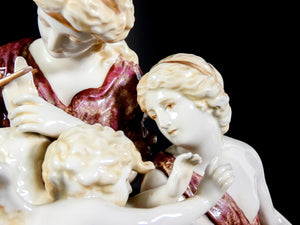 scultura porcellana cupido punito venere psiche meissen dresda statua epoca
