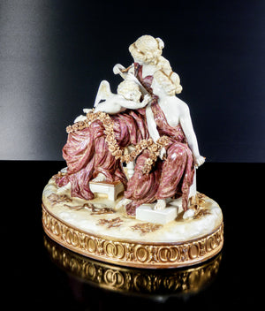 scultura porcellana cupido punito venere psiche meissen dresda statua epoca
