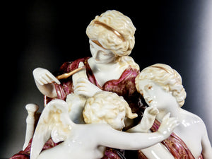 scultura porcellana cupido punito venere psiche meissen dresda statua epoca