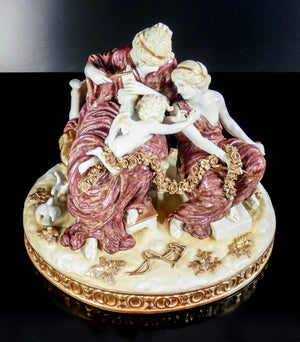 scultura porcellana cupido punito venere psiche meissen dresda statua epoca