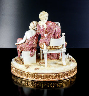 scultura porcellana cupido punito venere psiche meissen dresda statua epoca