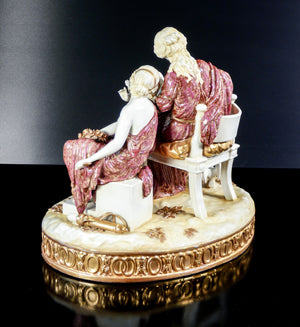 scultura porcellana cupido punito venere psiche meissen dresda statua epoca