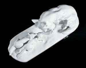 scultura porcellana kpm berlin erich schmidt kestner gruppo volpi cuccioli