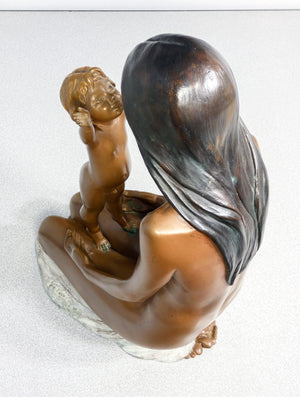 scultura vittorio tessaro mamma bambino nudo donna statua bronzo autentica