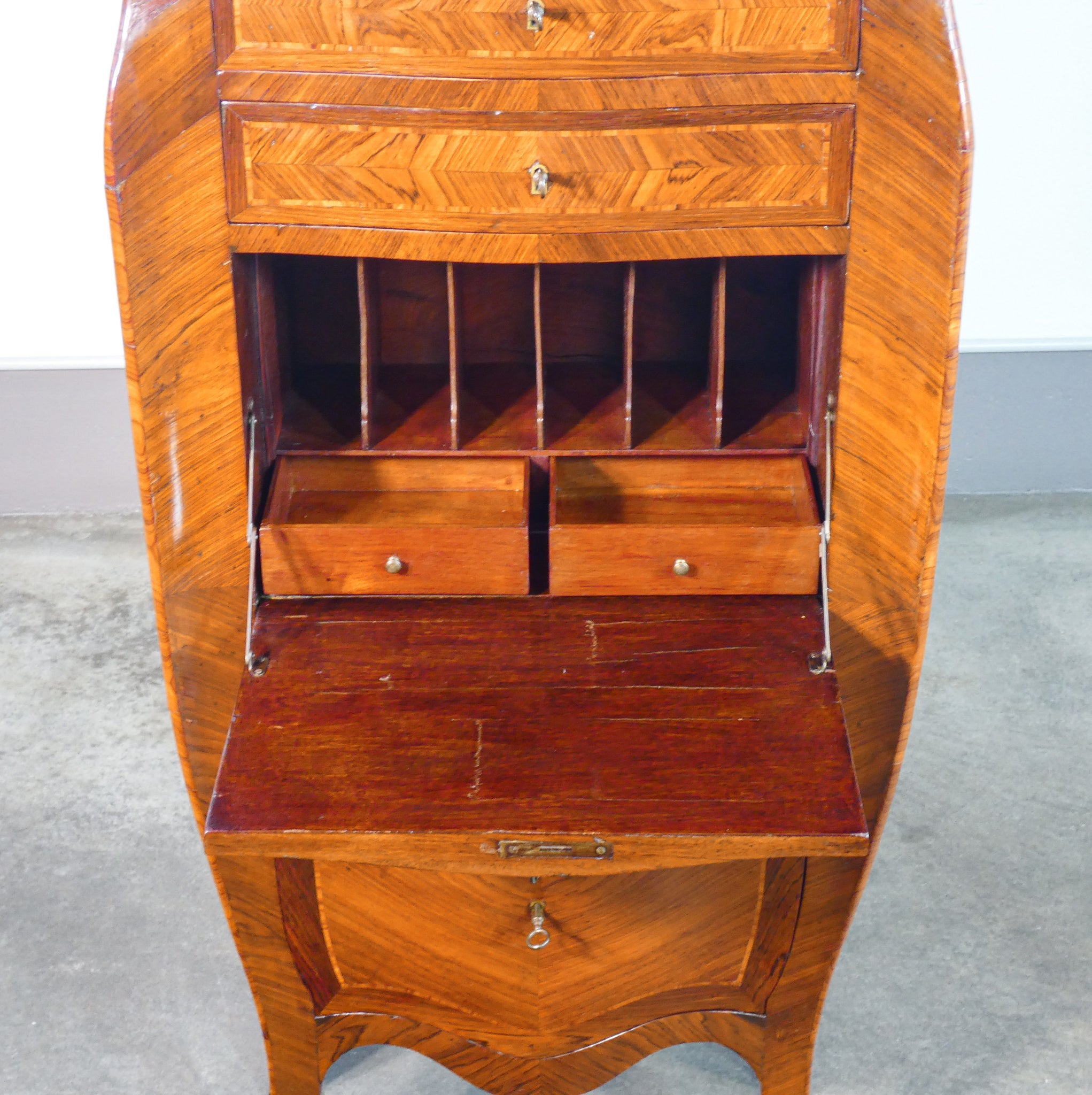 Secretaire Napoleon In Legno Massiccio Riciclato - Stile Vintage Coloniale, 80x92x40cm - Foto 5