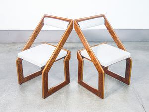 set 4 sedia design poggioli italia 1970s legno radica ottone vintage chairs