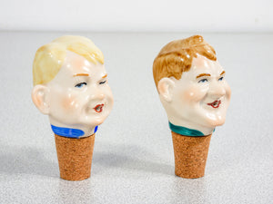 set 4 tappo versatore porcellana wagner apel figurine sculture bottiglia