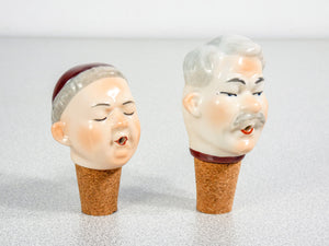 set 4 tappo versatore porcellana wagner apel figurine sculture bottiglia