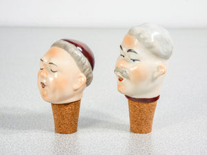 set 4 tappo versatore porcellana wagner apel figurine sculture bottiglia