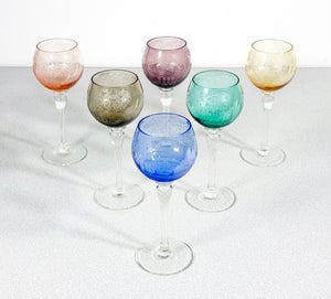 set 6 calici cristallo policromo molato colorato bohemia bicchieri crystal