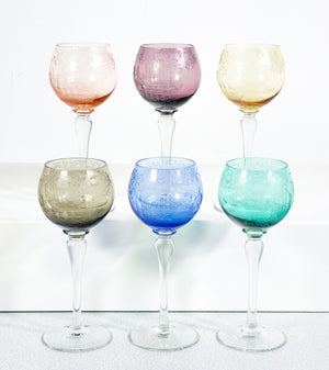 set 6 calici cristallo policromo molato colorato bohemia bicchieri crystal