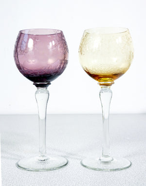 set 6 calici cristallo policromo molato colorato bohemia bicchieri crystal
