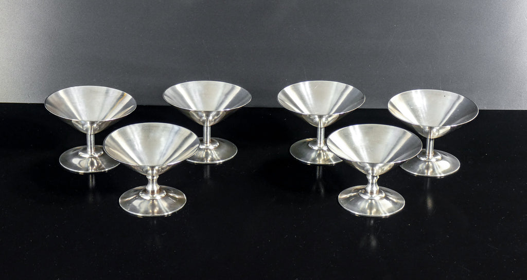 set 6 coppe bicchieri wmf metallo placcato argento 1950s dessert gelato