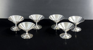 set 6 coppe bicchieri wmf metallo placcato argento 1950s dessert gelato