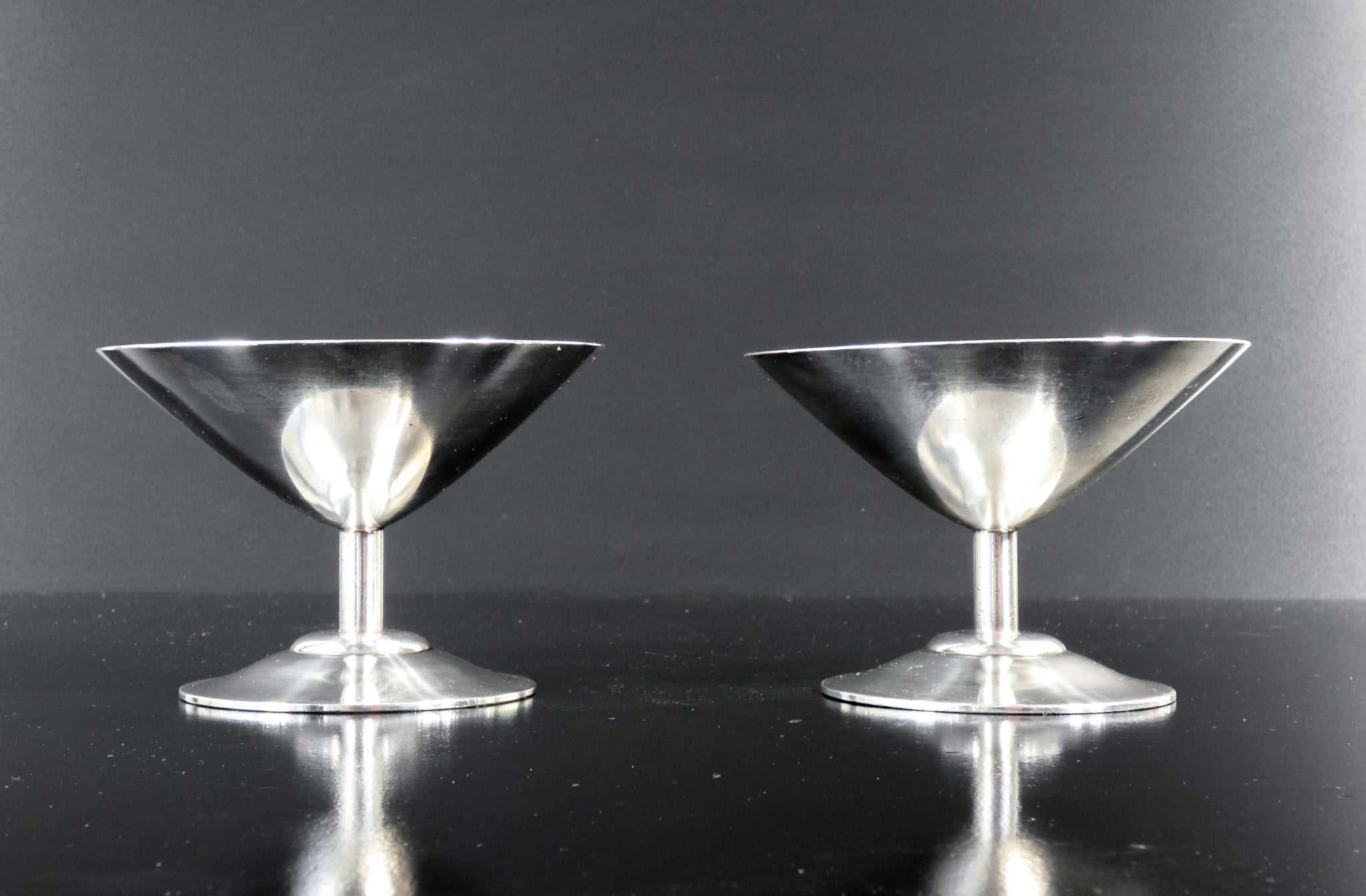 set 6 coppe bicchieri wmf metallo placcato argento 1950s dessert gelato