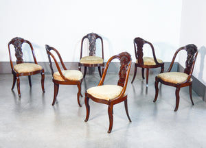 set 6 sedie carlo x legno noce imbottite epoca 1800 sala da pranzo antico