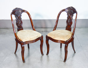 set 6 sedie carlo x legno noce imbottite epoca 1800 sala da pranzo antico