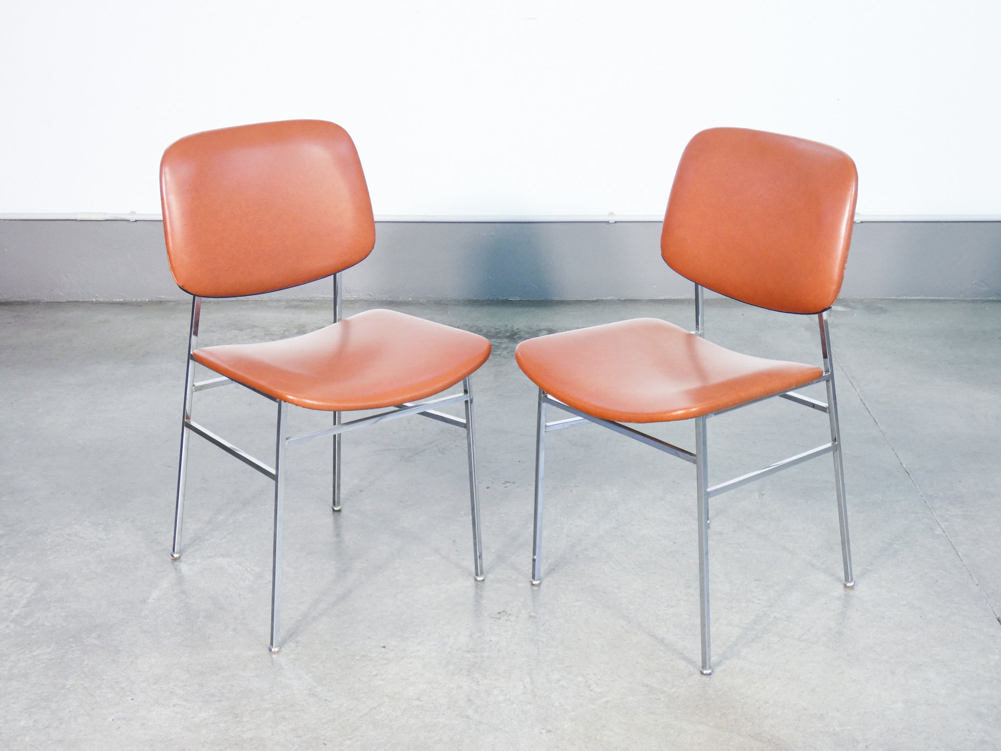 set 6 sedie design italia vintage 1960s metallo cromato rivestimento skai