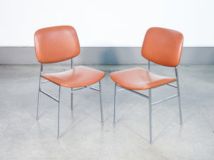 set 6 sedie design italia vintage 1960s metallo cromato rivestimento skai