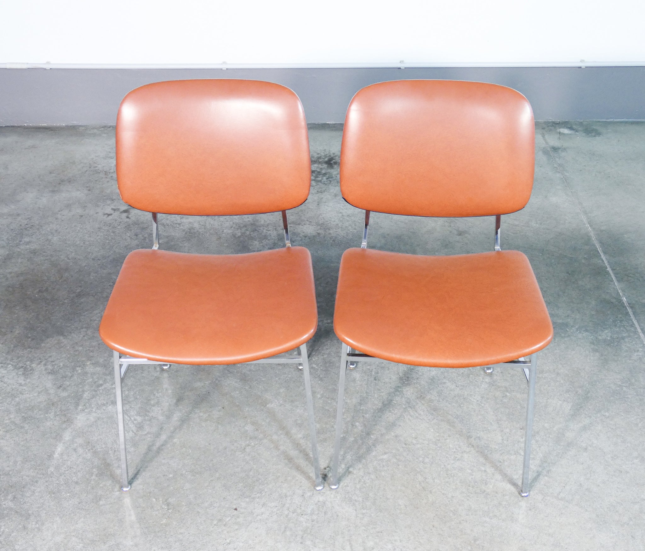 set 6 sedie design italia vintage 1960s metallo cromato rivestimento skai