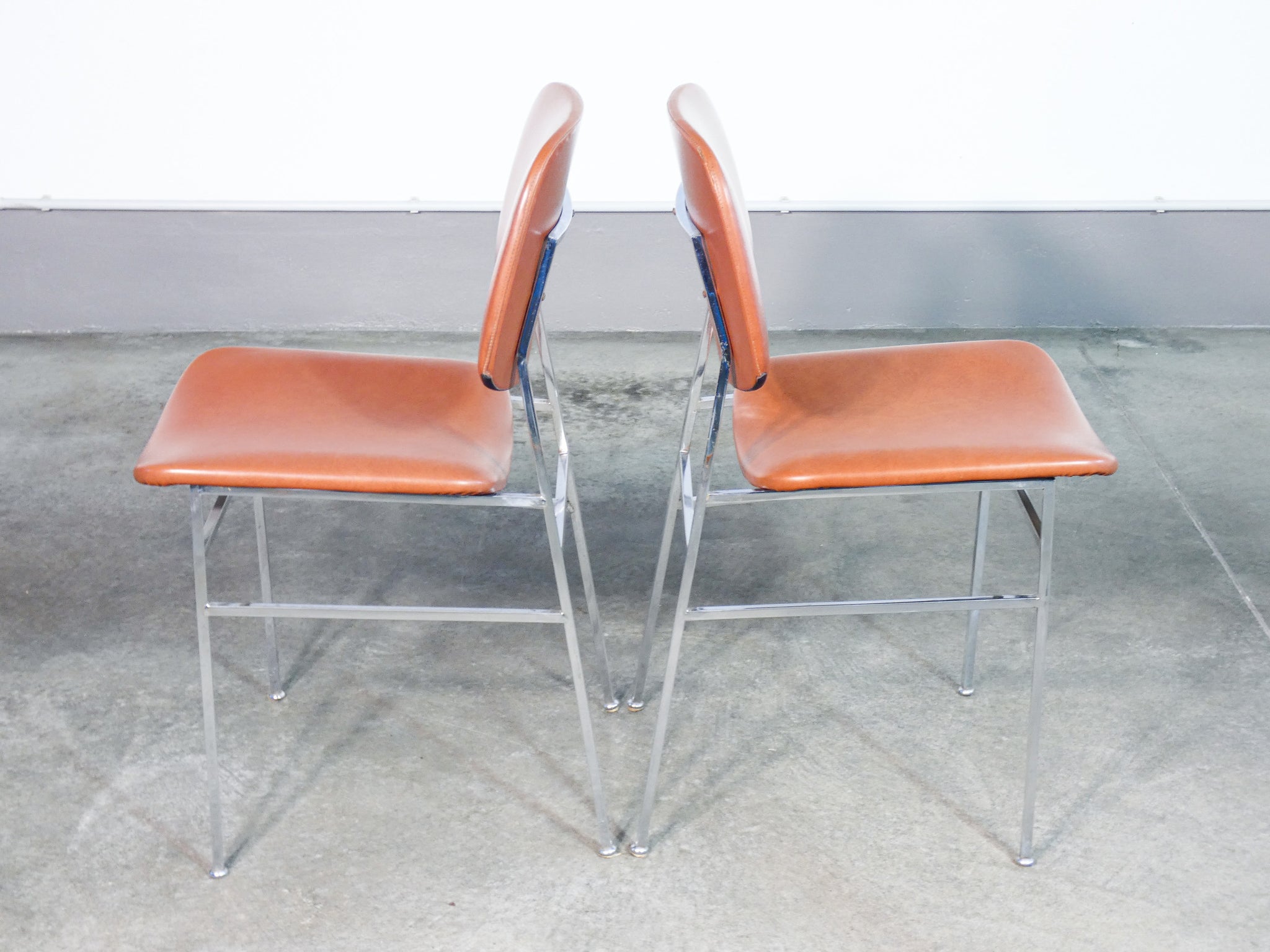 set 6 sedie design italia vintage 1960s metallo cromato rivestimento skai