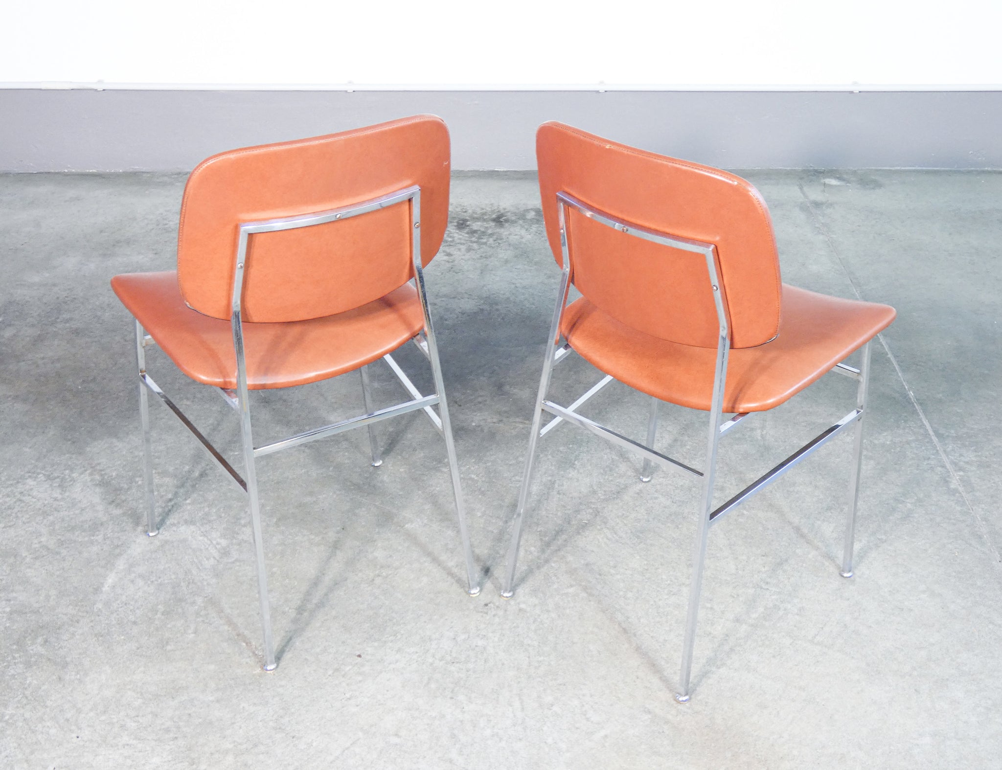 set 6 sedie design italia vintage 1960s metallo cromato rivestimento skai