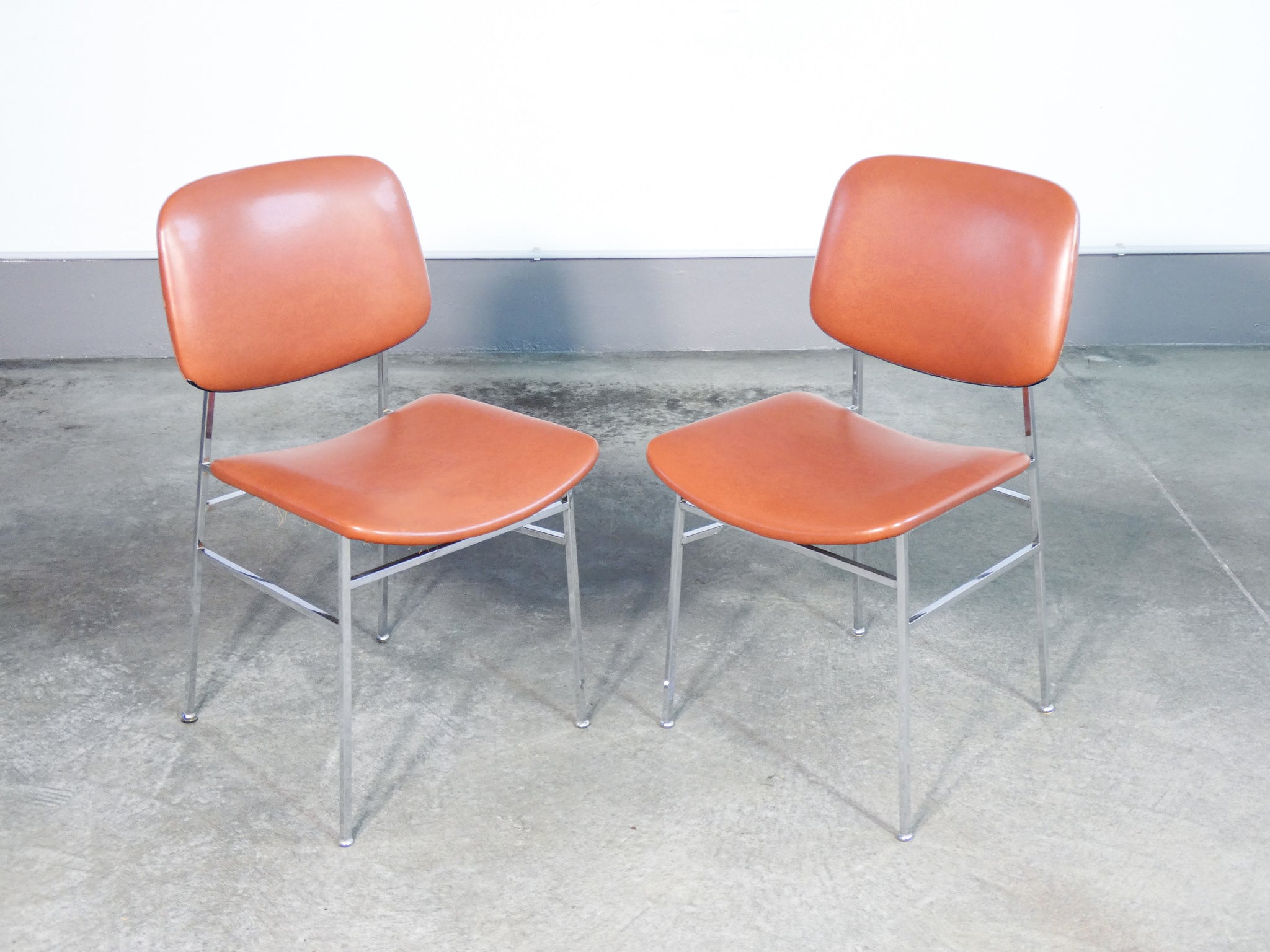set 6 sedie design italia vintage 1960s metallo cromato rivestimento skai