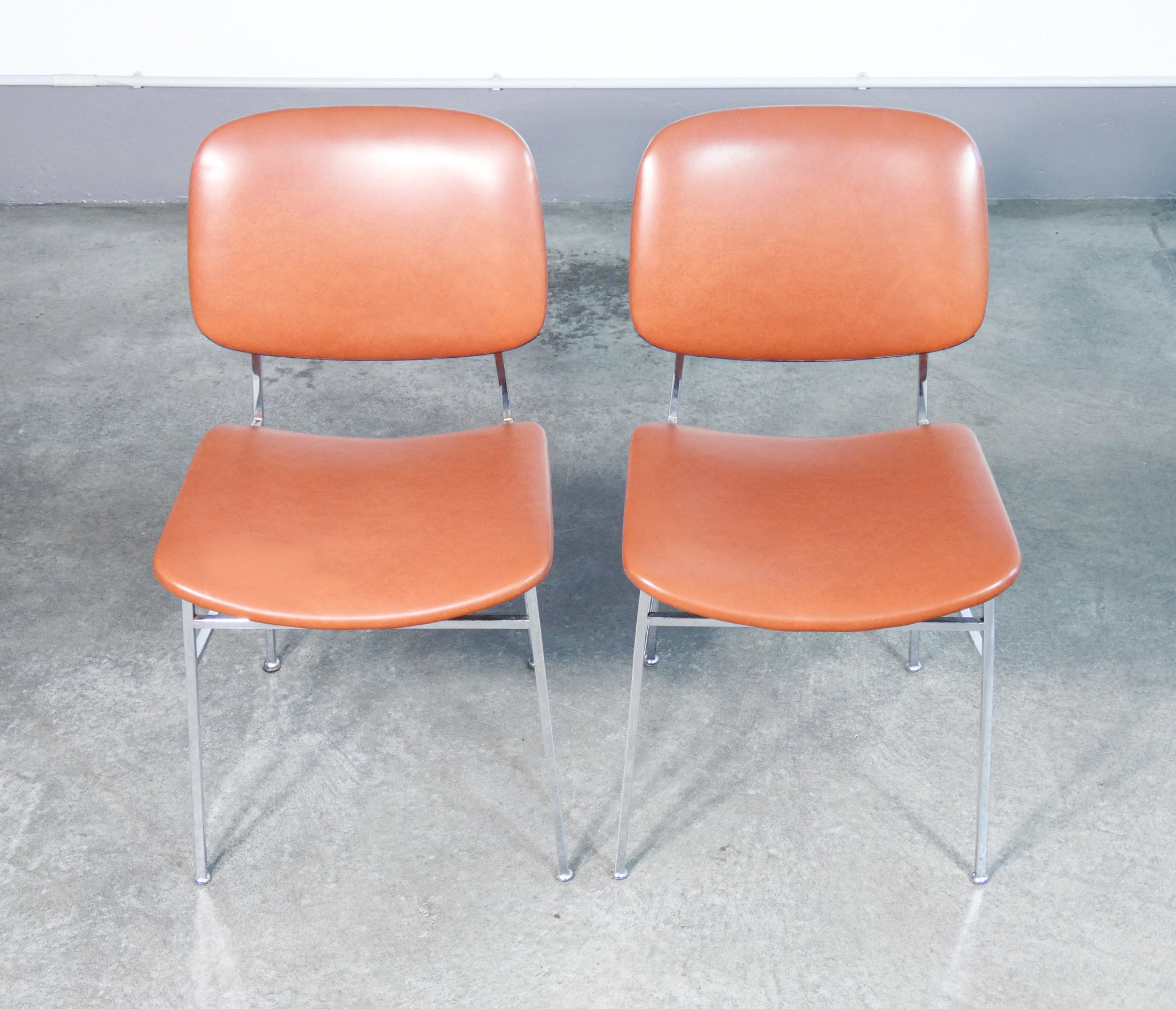 set 6 sedie design italia vintage 1960s metallo cromato rivestimento skai