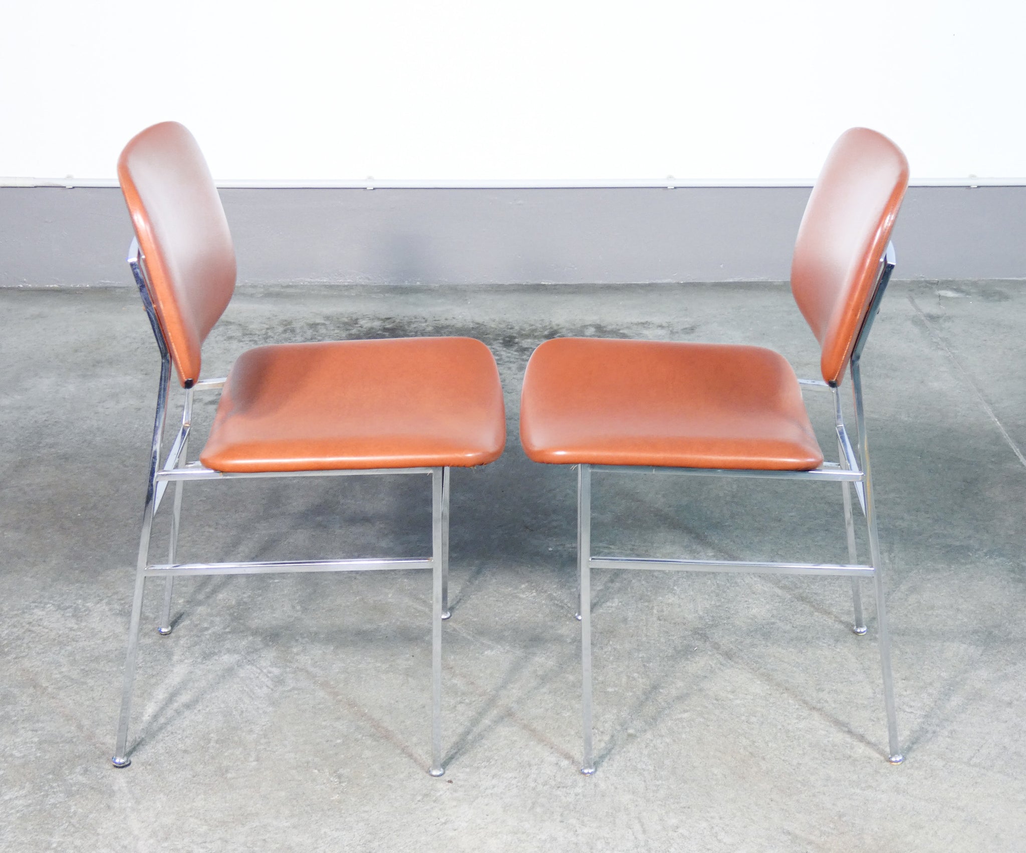 set 6 sedie design italia vintage 1960s metallo cromato rivestimento skai