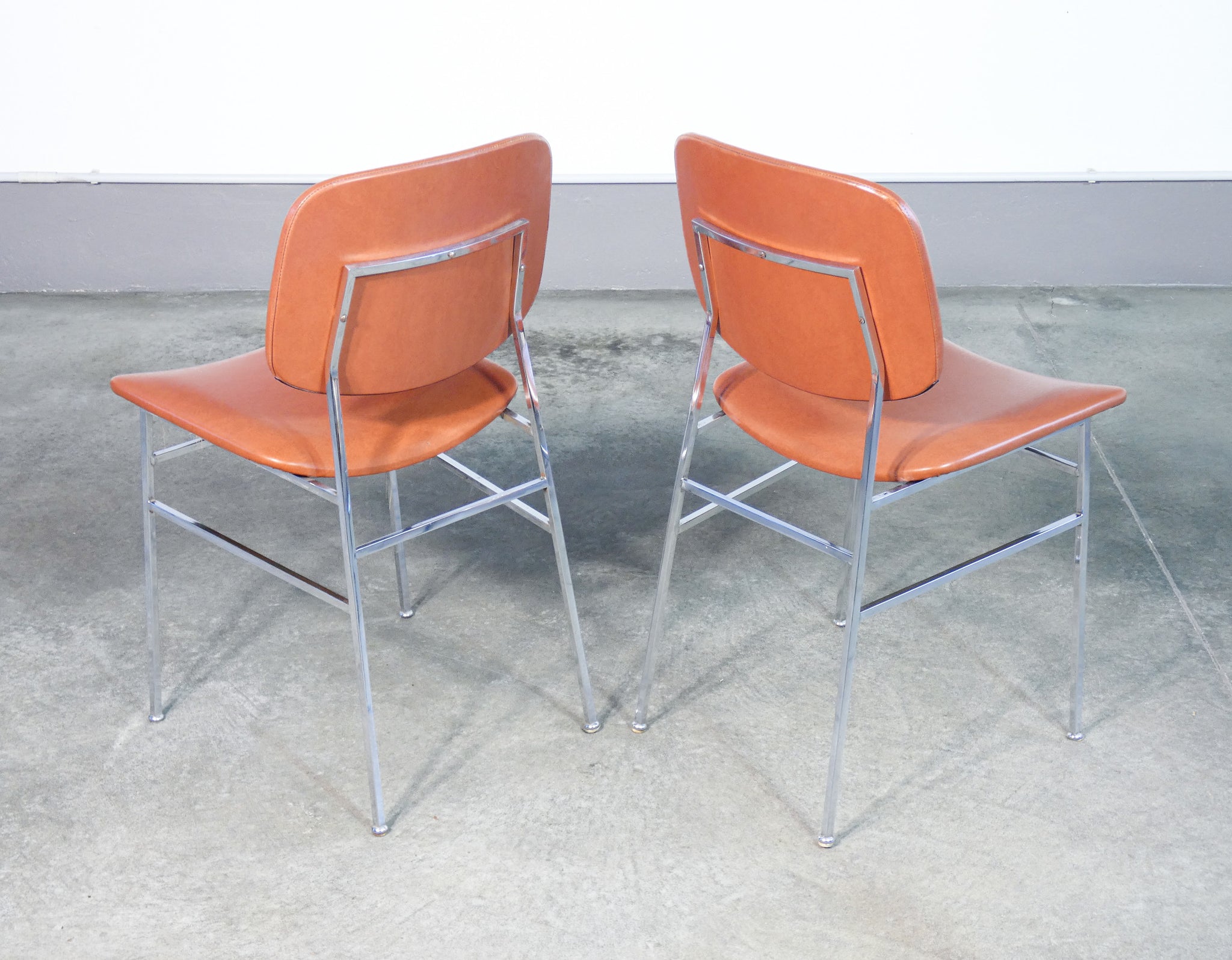 set 6 sedie design italia vintage 1960s metallo cromato rivestimento skai