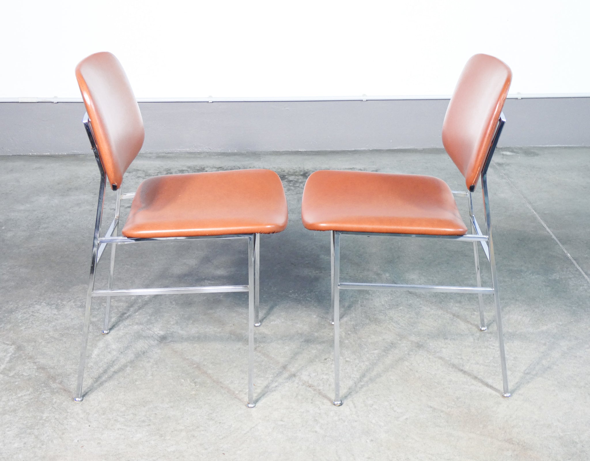 set 6 sedie design italia vintage 1960s metallo cromato rivestimento skai