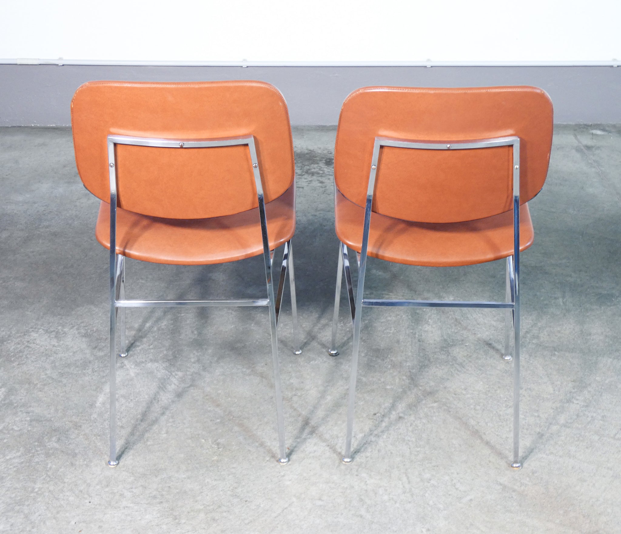 set 6 sedie design italia vintage 1960s metallo cromato rivestimento skai