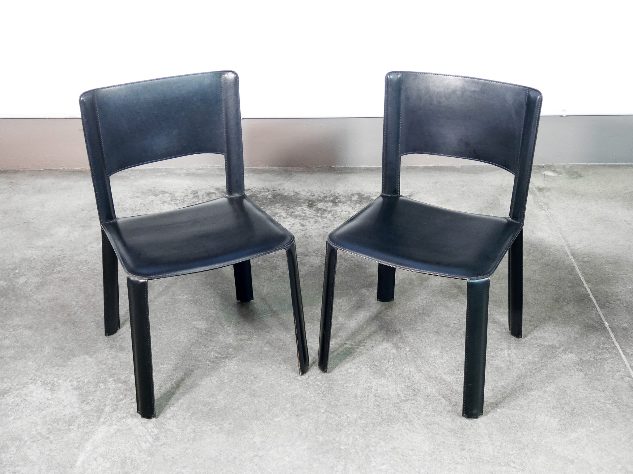 set 6 sedie design willy rizzo per cidue epoca 1970s pelle vintage chairs