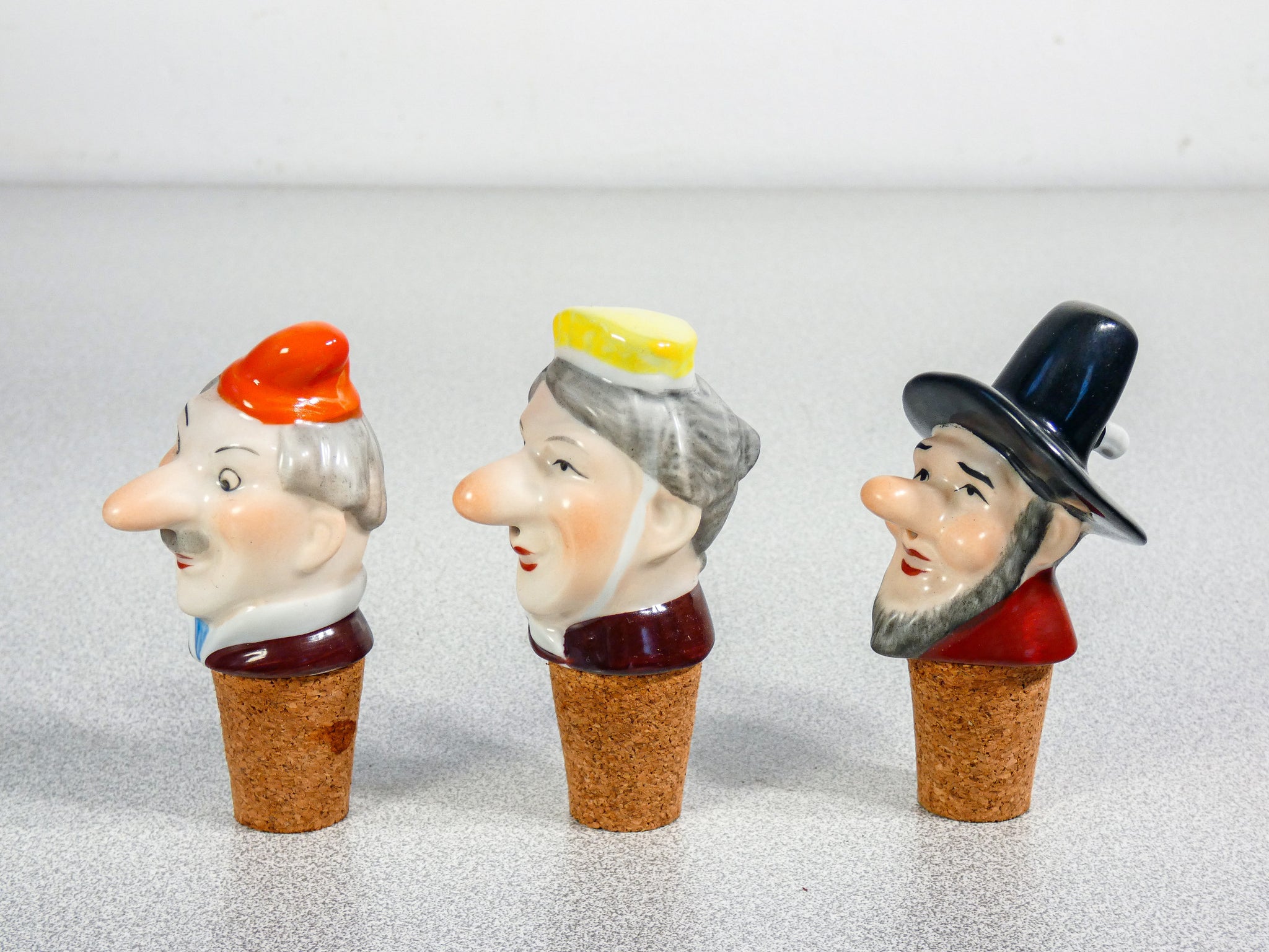 set 6 tappo versatore porcellana wagner apel figurine sculture bottiglia