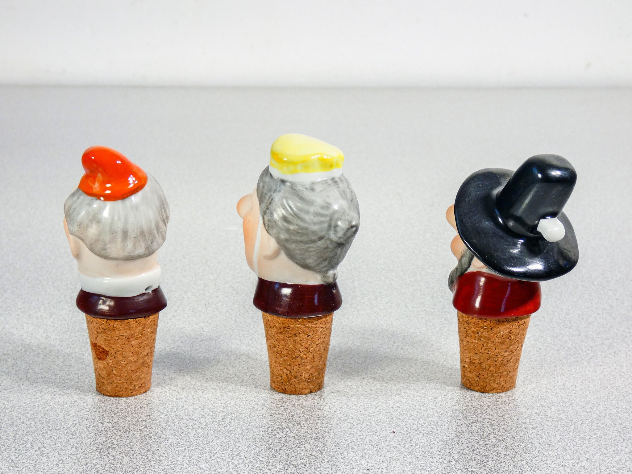 set 6 tappo versatore porcellana wagner apel figurine sculture bottiglia