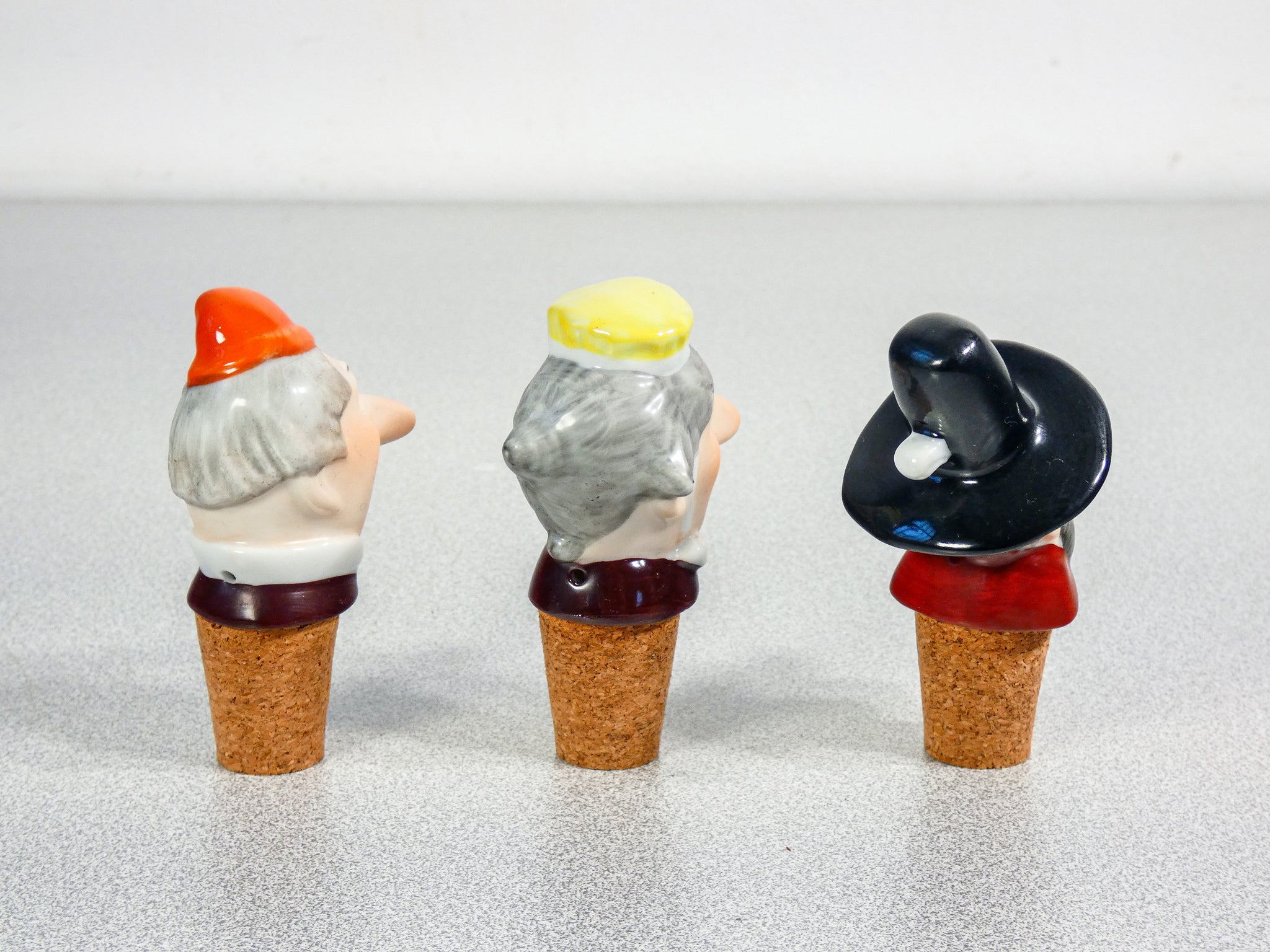 set 6 tappo versatore porcellana wagner apel figurine sculture bottiglia