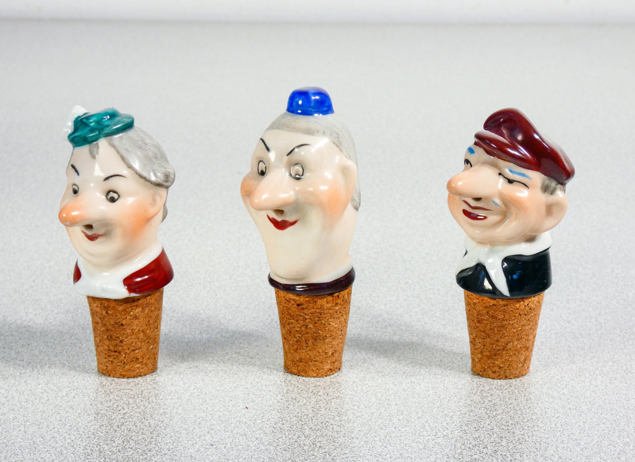 set 6 tappo versatore porcellana wagner apel figurine sculture bottiglia
