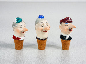 set 6 tappo versatore porcellana wagner apel figurine sculture bottiglia