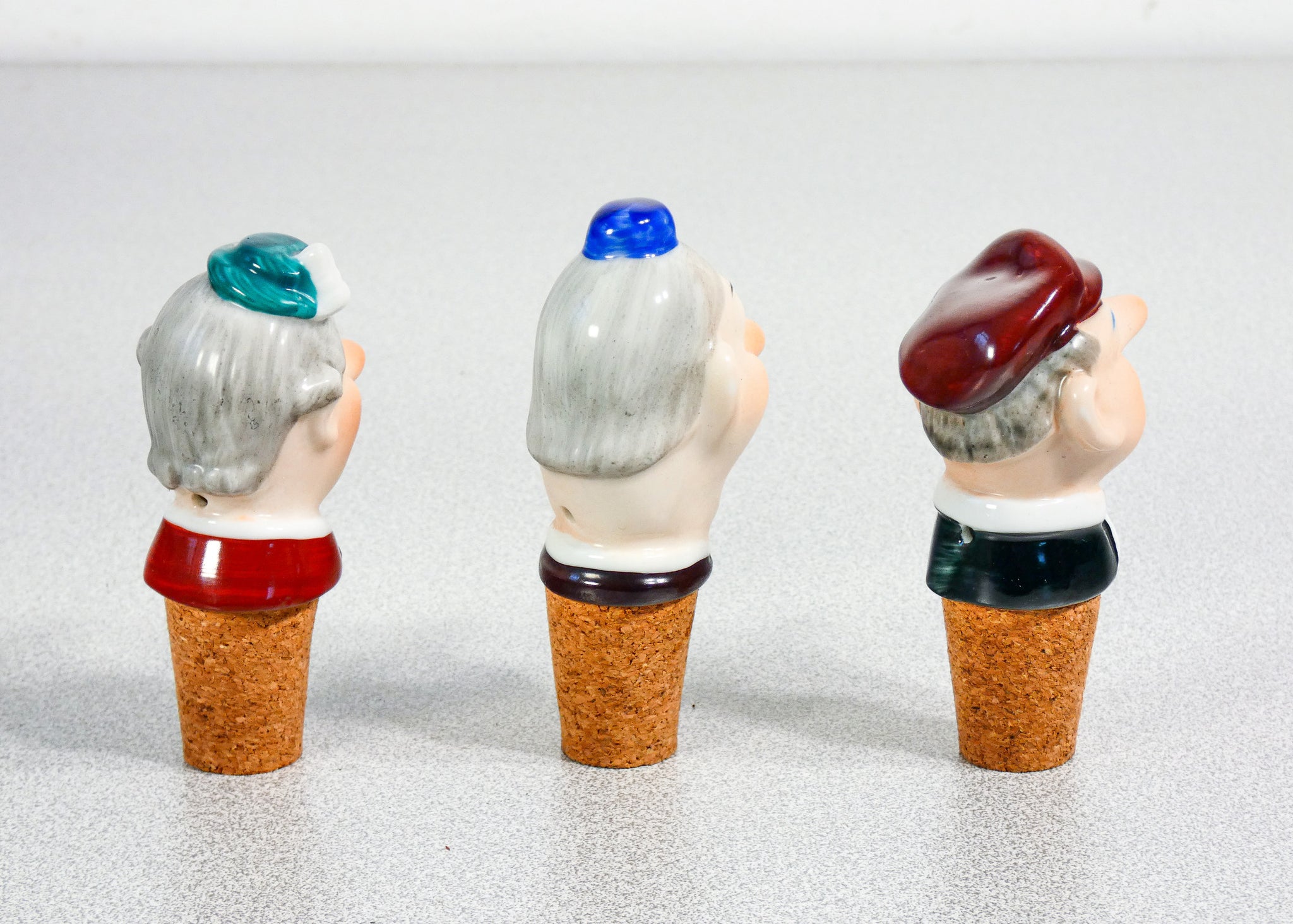 set 6 tappo versatore porcellana wagner apel figurine sculture bottiglia