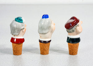set 6 tappo versatore porcellana wagner apel figurine sculture bottiglia