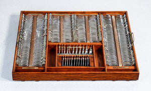 set lenti di prova oftalmiche cassettiera occhiali borrione optometria antico