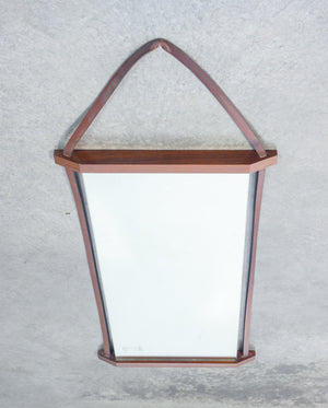 specchiera design scandinavo 1970s vintage specchio legno teak hanging mirror