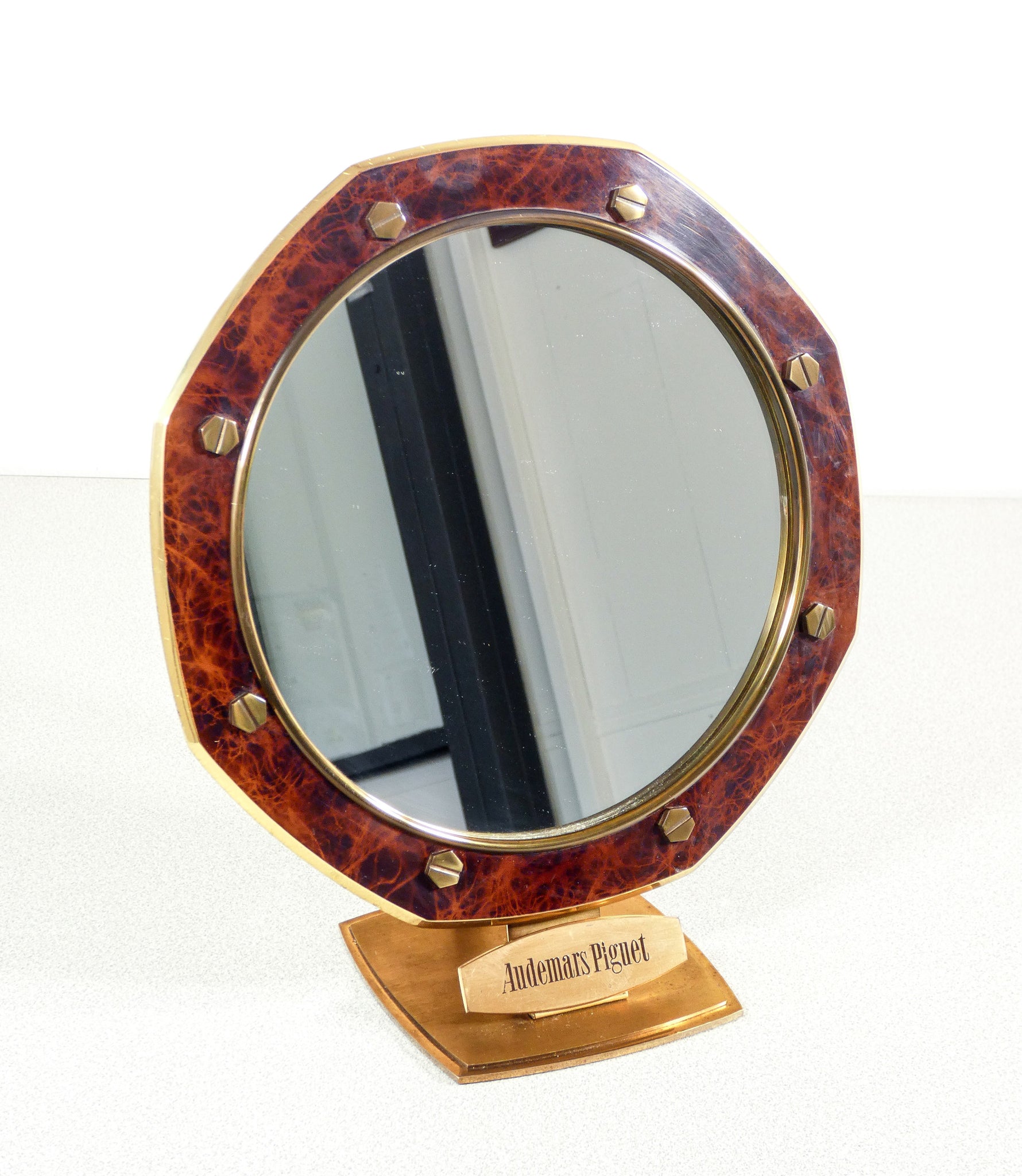 specchio audemars piguet da tavolo banco radica ottone pubblicitario mirror