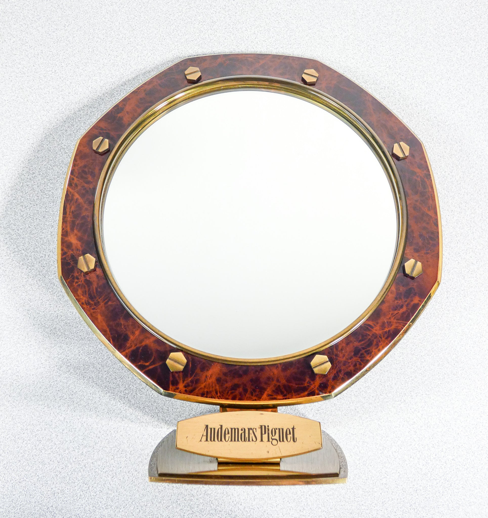 specchio audemars piguet da tavolo banco radica ottone pubblicitario mirror